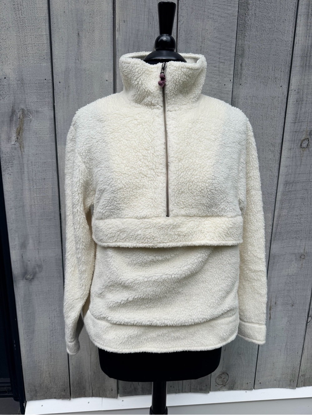 L.L. Bean Signature Cream Sherpa Half-Zip Pullover
